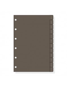 Finocam C261 Indice Alfabetico para Agendas Classic - 12 Solapas - Formato 602 - 83x114x3mm - PVC - Color Marron