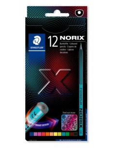 Staedtler Norix 186 Pack de 12 Lapices de Colores HB - Madera Negra - Mina de Grafito - DiseÃ±o Inteligente - Para