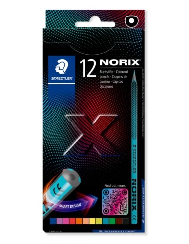 Staedtler Norix 186 Pack de 12 Lapices de Colores HB - Madera Negra - Mina de Grafito - DiseÃ±o Inteligente - Para