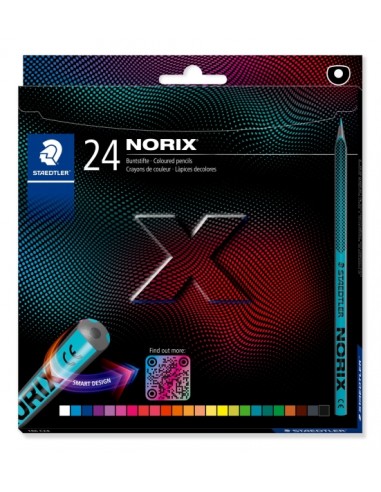 Staedtler Norix 186 Pack de 24 Lapices de Colores HB - Madera Negra - Mina de Grafito - DiseÃ±o Inteligente - Para
