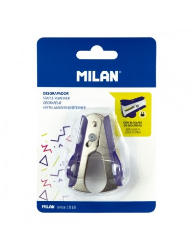 Milan Acid Quitagrapas - Recubrimiento Plastico - Cierre de Seguridad - Color Azul