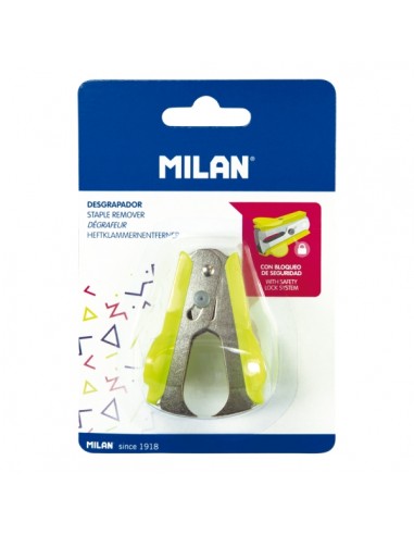 Milan Acid Quitagrapas - Recubrimiento Plastico - Cierre de Seguridad - Color Amarillo