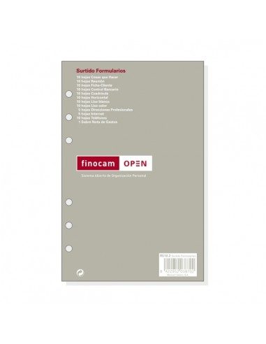 Finocam R510.2 Formularios Surtidos de Recambio para Agendas Open - Formato 500 - 117x9x181mm - Color Surtidos