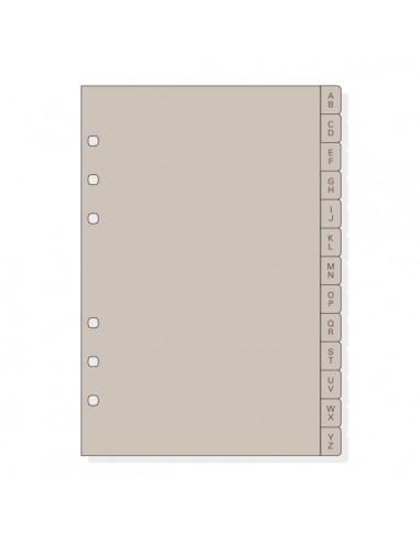 Finocam R564 Indice Alfabetico para Agendas Open - 13 Solapas - Formato 500 - 129x2x181mm - PVC - Color Beige Grisaceo