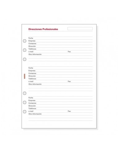 Finocam R1051 Recambio Direcciones Profesionales para Agendas Open - Formato 1000 - 155x5x215mm - Color Blanco
