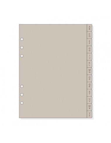 Finocam R1064 Indice Alfabetico para Agendas Open - 13 Solapas - Formato 1000 - 166x2x215mm - PVC - Color Beige Grisaceo