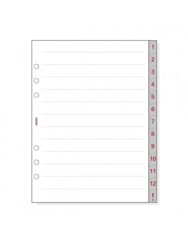 Finocam R1072 Separadores Numerados para Agendas Open - 13 Solapas - Formato 1000 - 166x2x215mm - Papel - Color Blanco