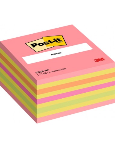Post-It Cubo de 450 Notas Adhesivas Reposicionables - Forma Cuadrada - 76x76mm - Colores Surtidos