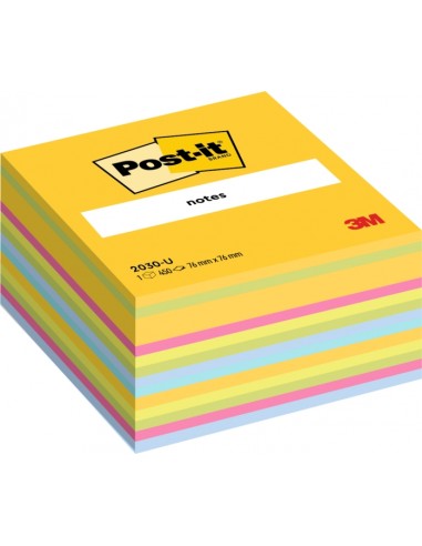 Post-It Cubo de 450 Notas Adhesivas Reposicionables - Forma Cuadrada - 76x76mm - Colores Surtidos