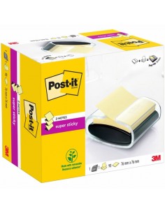 Post-It Super Sticky Dispensador con Bloc de 90 Z-Notas Adhesivas - Dispensador Pro - Forma Cuadrada - 76x76mm - Color Negro