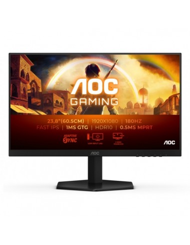 AOC 24G42E Monitor 23.8" LED FastIPS FHD 180Hz - Respuesta 1ms - HDMI-DisplayPort - VESA 100x100mm - Color Negro