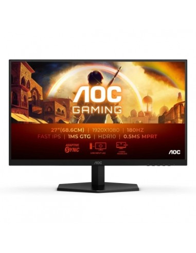 AOC 27G42E Monitor 27" LED FastIPS FHD 180Hz - Respuesta 1ms - HDMI-DisplayPort - VESA 100x100mm - Color Negro