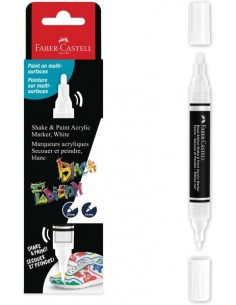 Faber-Castell Shake & Paint Black Edition Rotulador Acrilico Doble Punta - Puntas Redondas de 1mm y 3mm - Tinta Acrilica al