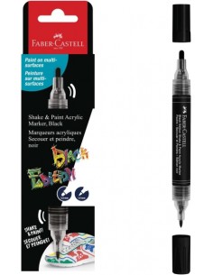 Faber-Castell Shake & Paint Black Edition Rotulador Acrilico Doble Punta - Puntas Redondas de 1mm y 3mm - Tinta Acrilica al