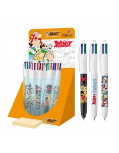 Bic 4 Colours Asterix Expositor con 30 Boligrafos de Bola Retractil DiseÃ±os Comic Asterix - Punta Media de 1.0mm - 3