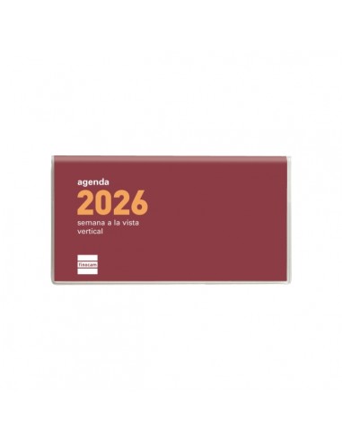 Finocam Coctel Agenda Plana - Anual 2026 - Formato Pl1 - 121x6x6mm - Semana Vista en Vertical - Color Burdeos