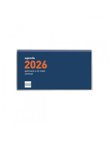 Finocam Coctel Agenda Plana en Catalan - Anual 2026 - Formato Pl1 - 121x6x6mm - Semana Vista en Vertical - Color Azul