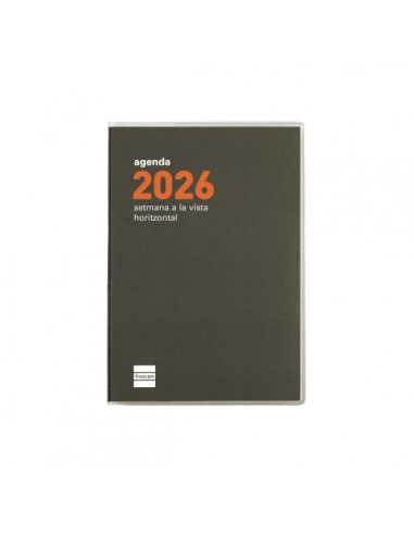 Finocam Min Agenda Plana en Catalan - Anual 2026 - Formato Pl3 - 85x6x131mm - Semana Vista Horizontal - Color Verde Oscuro