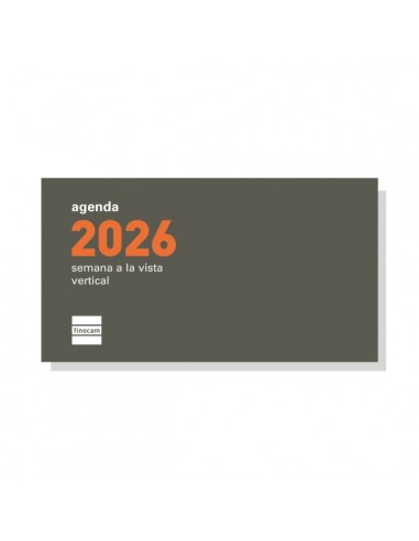 Finocam P199 Recambio para Agenda Plana - Anual 2026 - Formato Pl1 - 118x5x65mm - Semana Vista en Vertical - Color Blanco