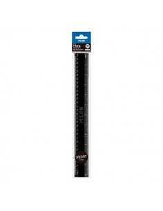 Milan Shadow Regla de 30cm - Plastico Rigido - Opaca - Centimetros y Pulgadas - Color Negro