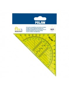 Milan Flex and Resistant Acid Escuadra Geometrica 14cm - Borde Biselado - Flexible - Translucido - Color Rosa