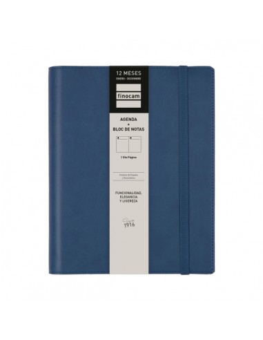 Finocam Duoband Agenda - Anual 2026 - Bloc de Notas - Formato E10 - 176x28x226mm - 1 Dia por Pagina - Color Azul