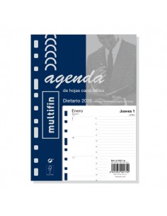 Finocam Recambio Anual 2026 para Agenda - Multiusos - Formato 3002 - 155x17x215mm - 1 Dia por Pagina - Color Blanco
