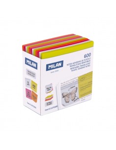 Milan Fluo Pack de 600 Notas Adhesivas - Translucidas - Removibles - 76x76mm - Colores Surtidos