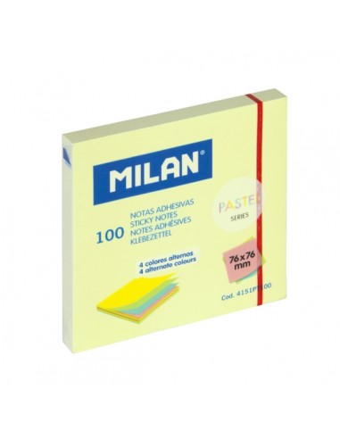 Milan Pastel Pack de 100 Notas Adhesivas - 76x76mm - Colores Pastel Surtidos