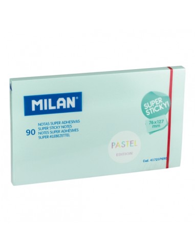 Milan Pack de 90 Notas Super Adhesivas - 76x127mm - Color Azul Pastel