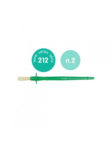 Milan 212 Pincel para Cola y Tempera Numero 2 - Cerda Natural - Color Verde