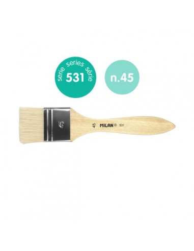Milan 531 Paletina para Barnices y Oleo de 45mm - Cerda Natural - Mango Corto - Color Madera Claro