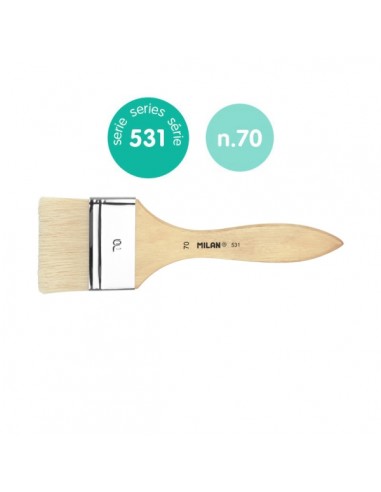 Milan 531 Paletina para Barnices y Oleo de 70mm - Cerda Natural - Mango Corto - Color Madera Claro