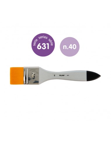 Milan 631 Premium Synthetic Paletina de 40mm - Pelo Sintetico - Mango de Madera Barnizada - Color Plata
