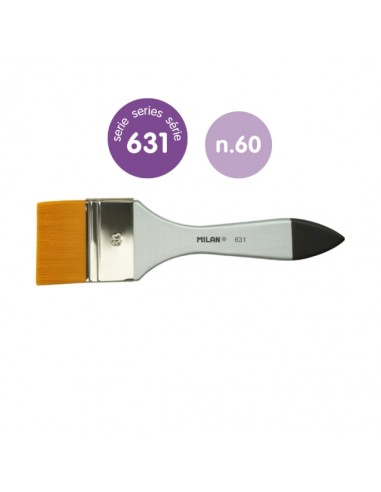 Milan 631 Premium Synthetic Paletina de 60mm - Pelo Sintetico - Mango de Madera Barnizada - Color Plata