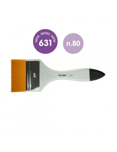 Milan 631 Premium Synthetic Paletina de 80mm - Pelo Sintetico - Mango de Madera Barnizada - Color Plata