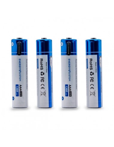 Energy Sistem Charge Pro C Pack de 4 Pilas Recargables USB-C - 1100mWh - 740mAh - AAA-- 1.5V - Carga Por USB-C