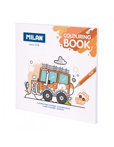 Milan Let's go trip Cuaderno para Colorear Microperforado - Tematica Vehiculos - 20 Ilustraciones Detalladas