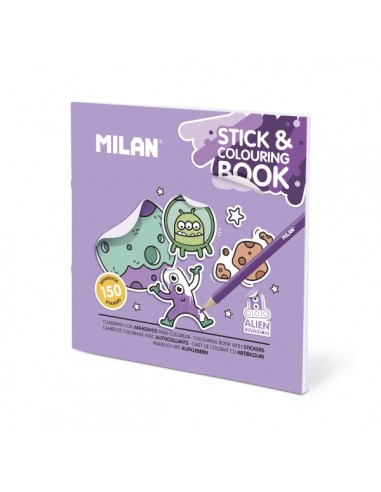 Milan Alien Invasion Cuaderno para Colorear - con Adhesivos - 140g - 21x21cm - Colores Surtidos