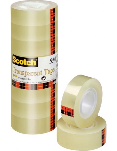 Scotch Pack de 8Â Cintas Adhesivas - 19mm x 33m - Color Transparente