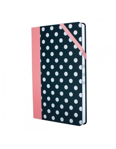 Milan Paperbook Dots Libreta Mediana - Cuadriculado - 208 Hojas de 80g - Cierre Elastico - Color Negro