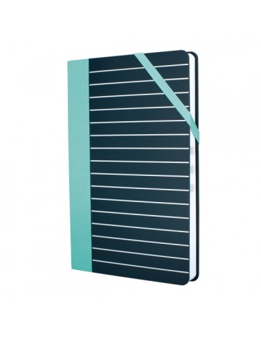Milan Paperbook Stripes Libreta Mediana - Cuadriculado - 208 Hojas de 80g - Cierre Elastico - Color Negro