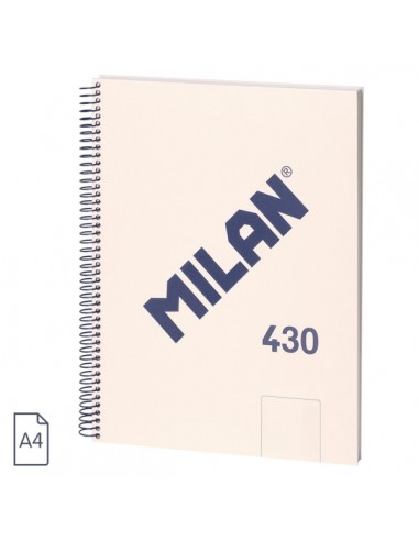 Milan 430 Since 1918 Cuaderno A4 con Espiral - Hojas Blancas - 80 Hojas de 95g - Tapa Dura - Color Beige