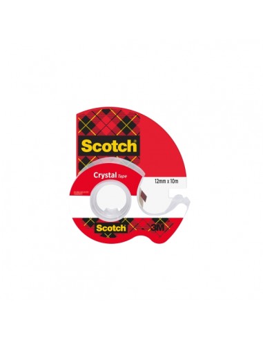 Scotch Crystal Cinta Adhesiva 12mm x 10m - Incluye Dispensador - Supertransparente
