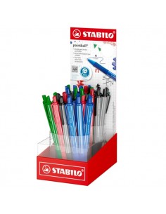 Stabilo Pointball Colorful Expositor con 38 Boligrafos Retractiles - Trazo 0.5mm - Hechos con 87-Bioplastico - Grip