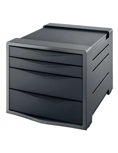 Esselte Europost Vivida Buc de 4 Cajones - 2 Medidas de Cajon - Deslizamiento Suave - Base con Goma Antideslizante - Color