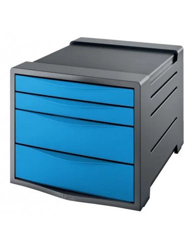 Esselte Europost Vivida Buc de 4 Cajones - 2 Medidas de Cajon - Deslizamiento Suave - Base con Goma Antideslizante - Color