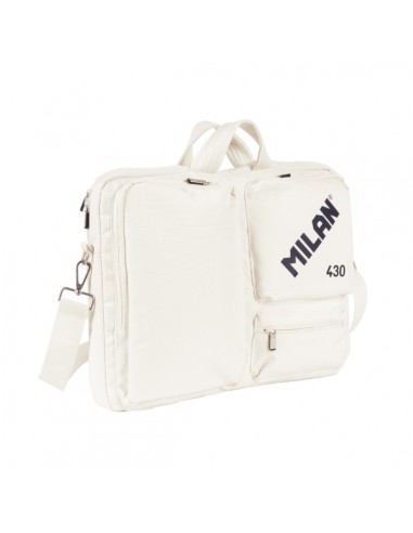 Milan 430 Since 1918 Maletin para Portatiles hasta 17" - Cierre de Cremallera - 3 Compartimentos - 42x34x9cm - Color Beige