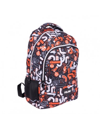 Milan Fingers Mochila Escolar 21L - Bolsillos Laterales de Malla - Compartimento Interior para Portatil - 2 Cremalleras -