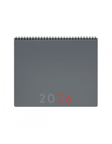 Finocam Agenda Planificador Internacional - Anual 2026 - Espacio para Escribir - 250x13x200mm - Mes Vista - Color Gris